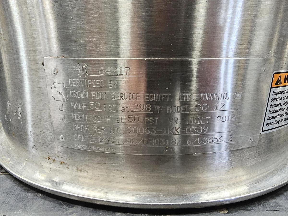 Used Used Crown Food Service Equipt. LTD Kettle, 12 Gallon, Stainless Steel