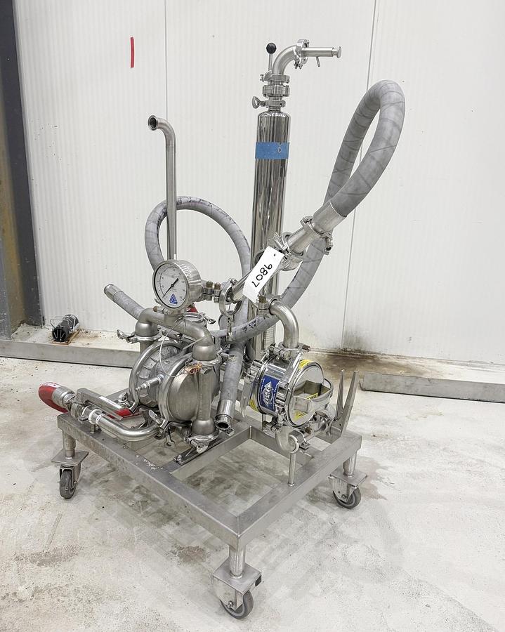 Used Used Wilden Saniflo Diaphragm Pump, 2" X 2'', with Cesco Magnet Trap & Filter