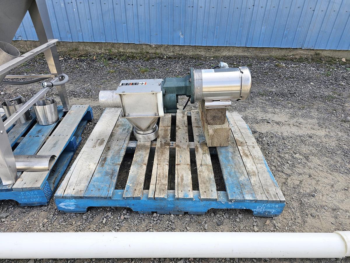 Used Harry Davis NY - Lot 140A - Hopper + Lot 140B - Auger Elevator with Motor (inventoried together)