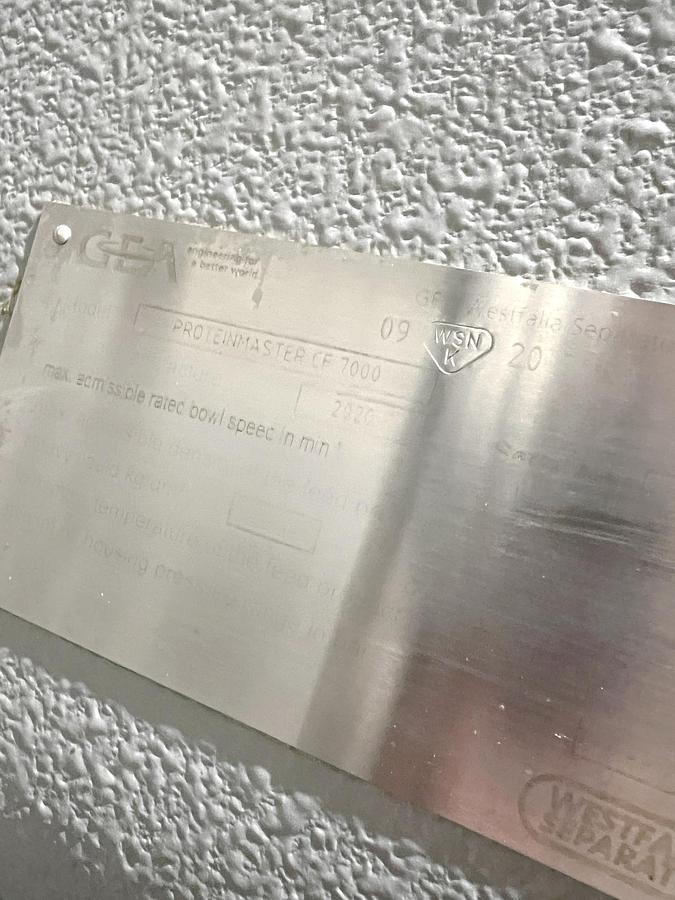 Used Used GEA Westfalia Decanter Centrifuge, Model Protein Master CF 7000