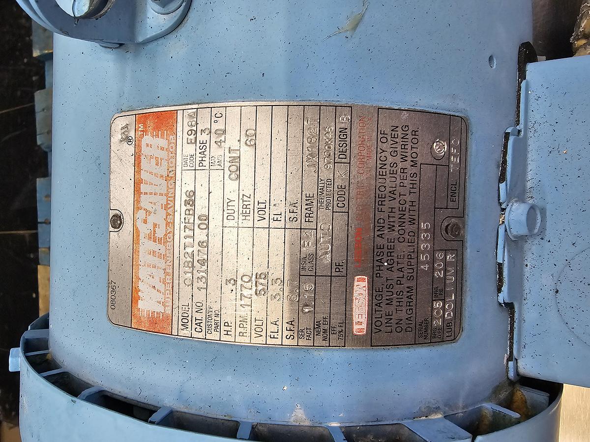 Used Used Waukesha Rotary Lobe Pump, Model 60, 3 HP