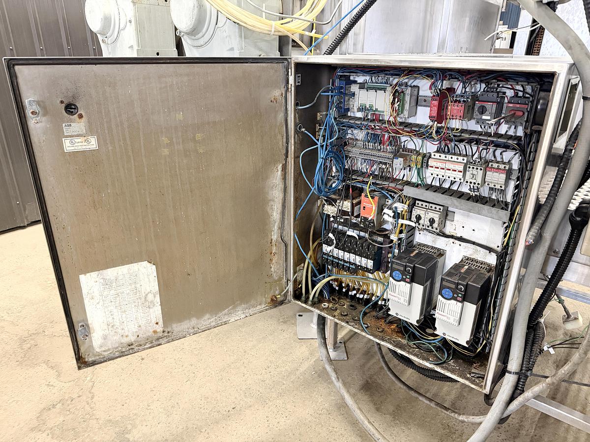 Used Je Recois - Mepaco double ribbon blender, with dumbing column and control panel, jacketed