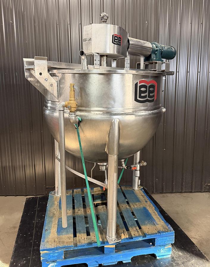 Used Used 200 Gallon Lee Industries Jacketed Kettle, Stainless Steel, With Scrape Agitation
