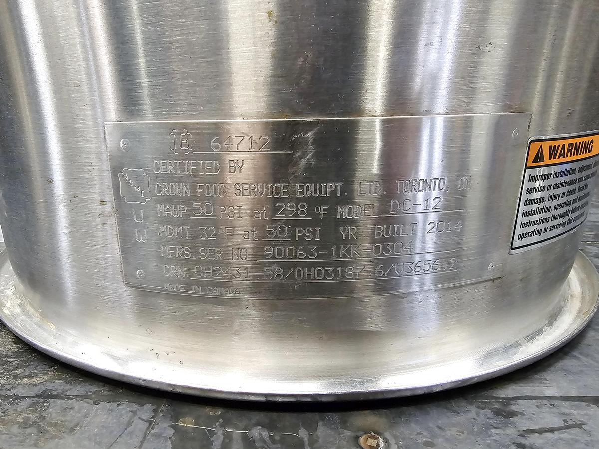 Used Used Crown Food Service Equipt. LTD Kettle, 12 Gallon, Stainless Steel