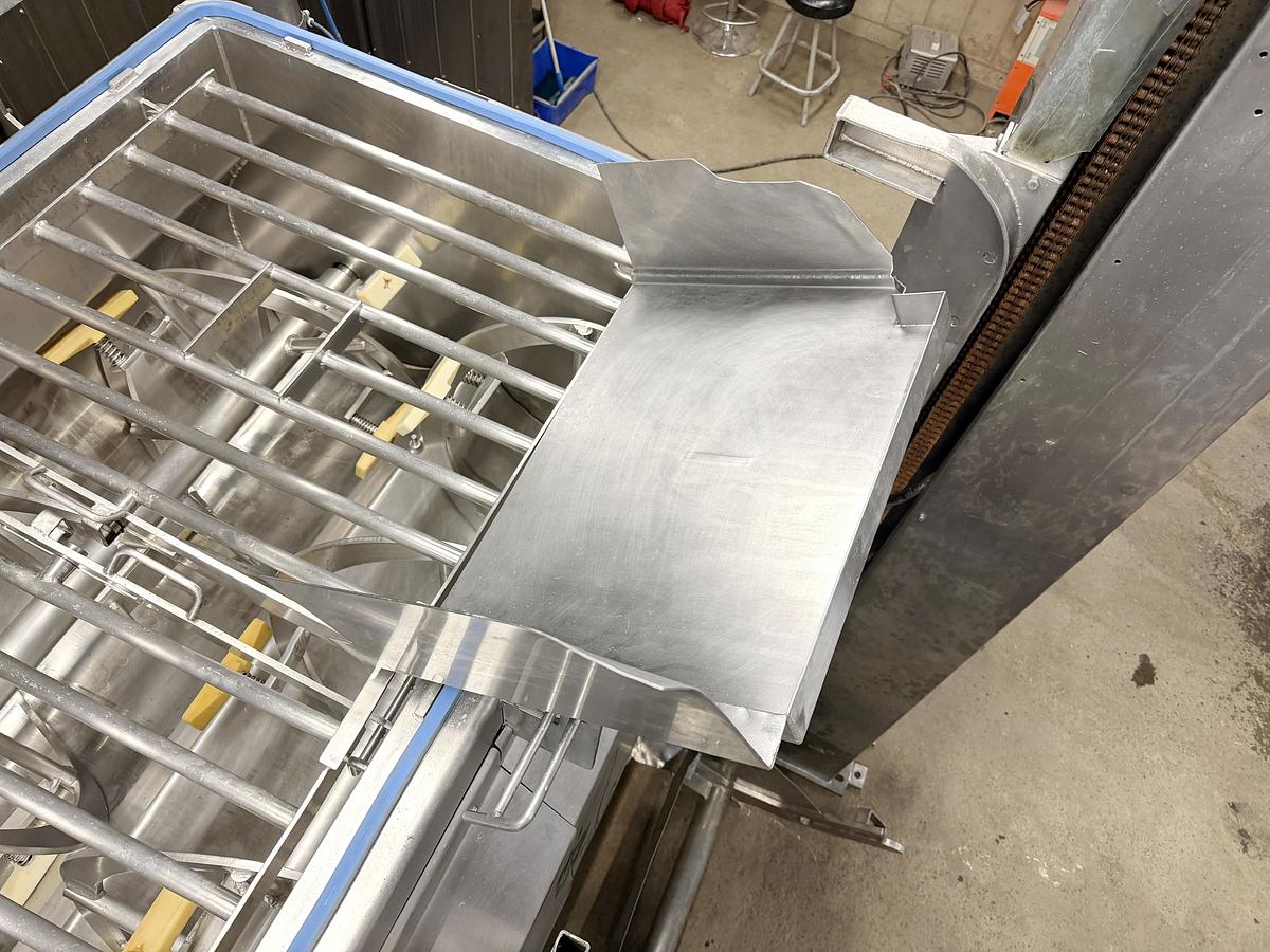 Used Je Recois - Mepaco double ribbon blender, with dumbing column and control panel, jacketed