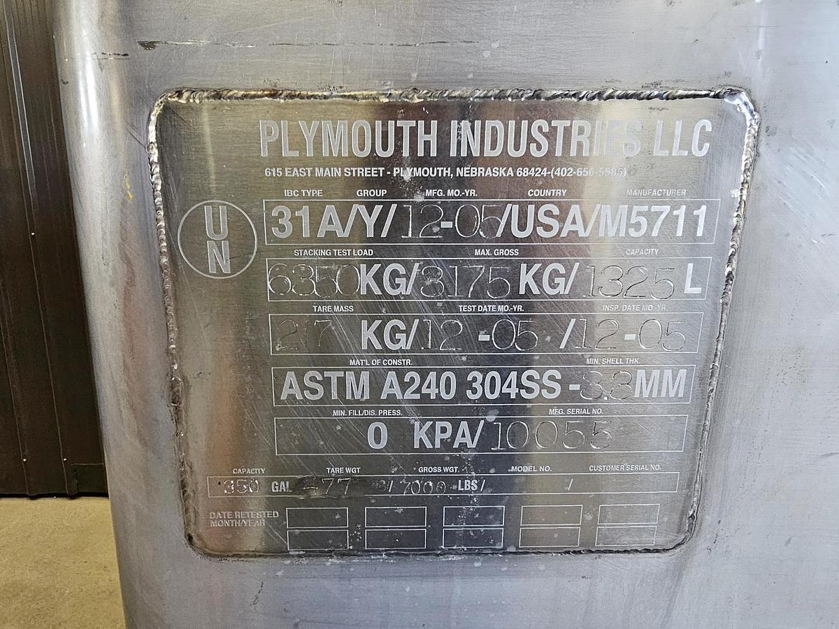 Used Used 350 Gallon IBC Tank (Tote), 304 Stainless Steel