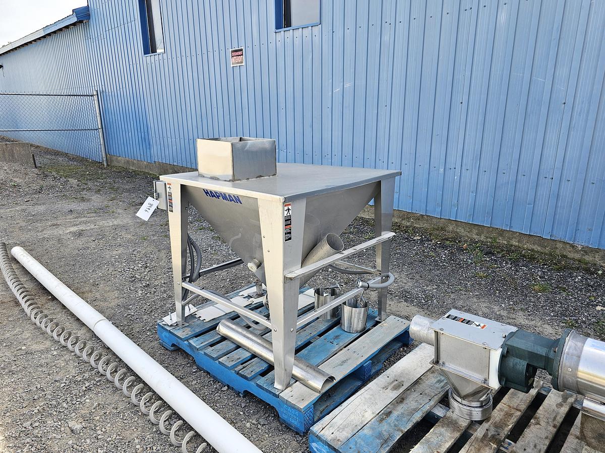 Used Harry Davis NY - Lot 140A - Hopper + Lot 140B - Auger Elevator with Motor (inventoried together)