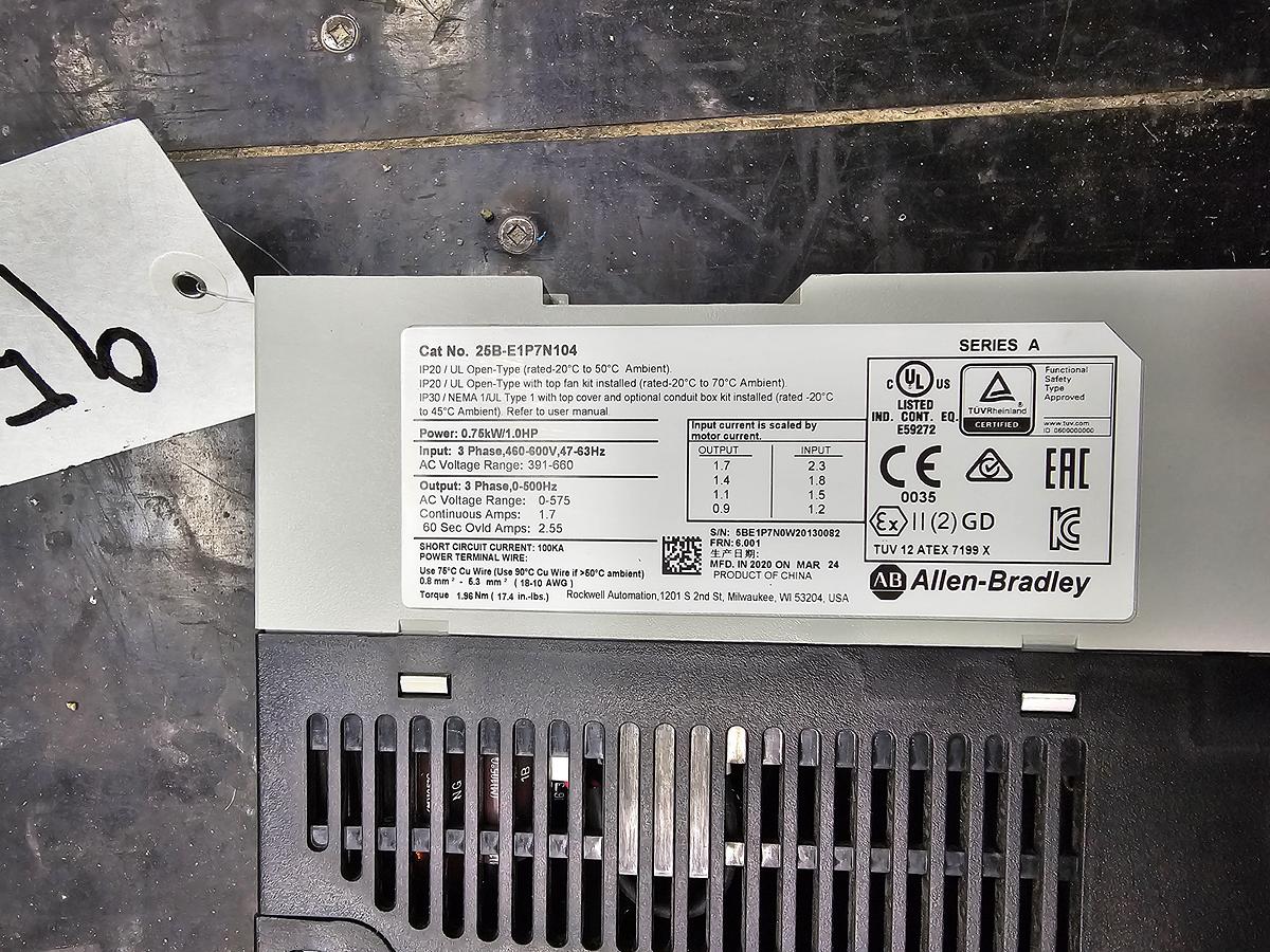 Used Used Allen-Bradley Variable Frequency Drive, Model 25B-E1P7N104, 1 HP, 460-600V