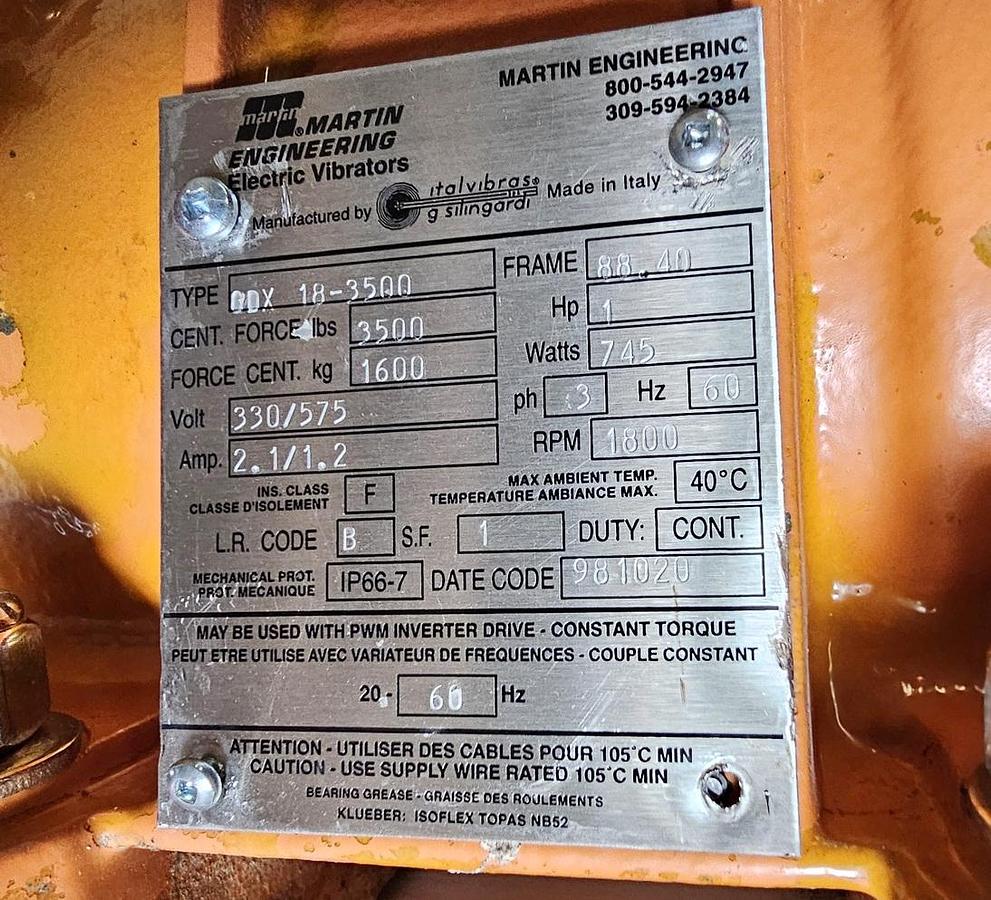 Used Used 150 Gallon Vibrating Hopper, 20 Cu.ft., Stainless Steel