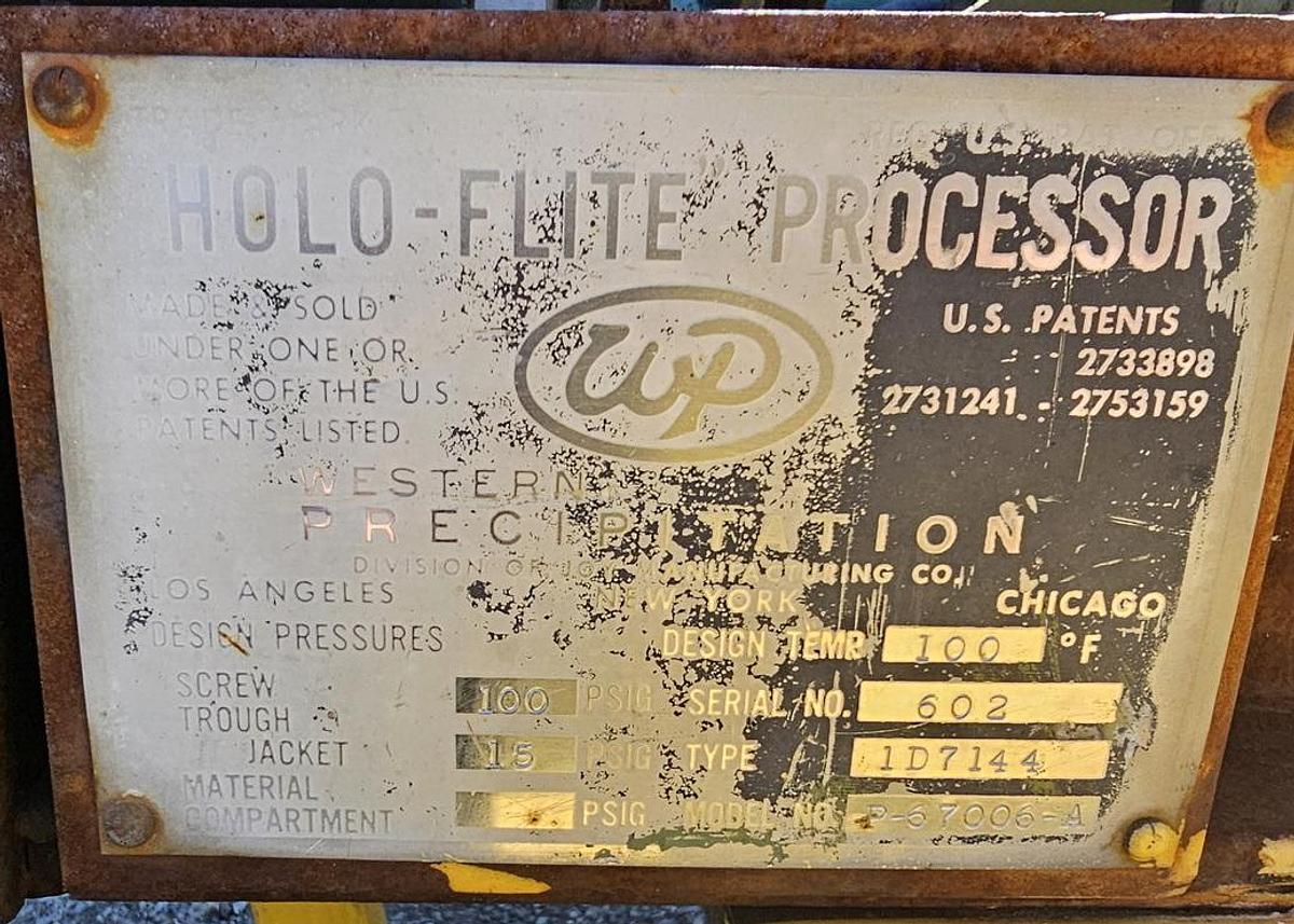 Used Used Holoflite Screw Conveyor/Dryer, 14'' Diameter X 168'' Long