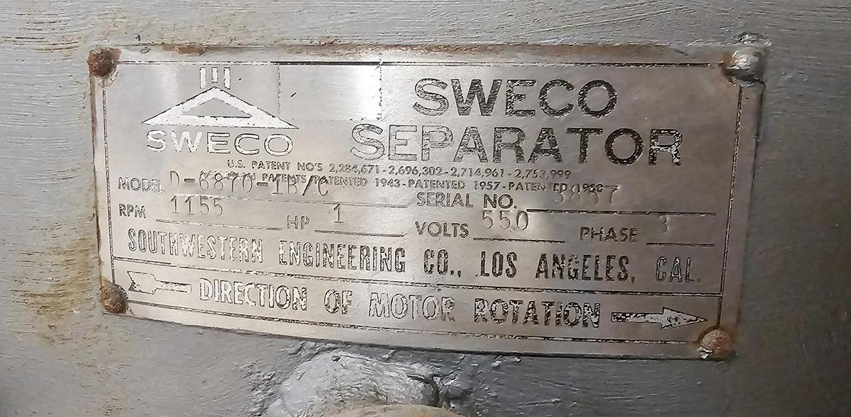 Used Used Sweco Vibrating Screen, 48''