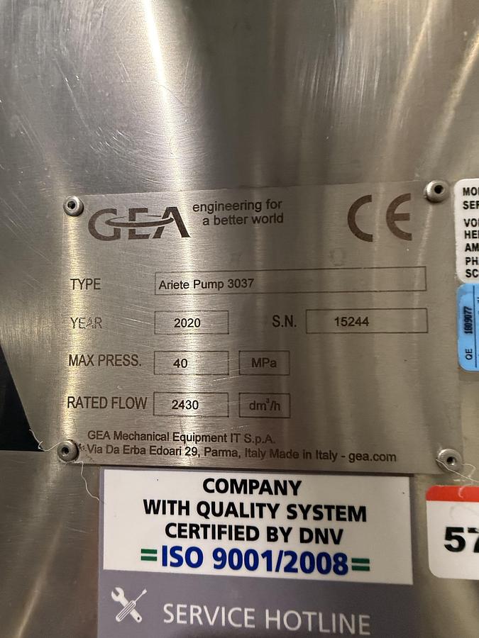Used Used GEA Ariete 3037 Homogenizer