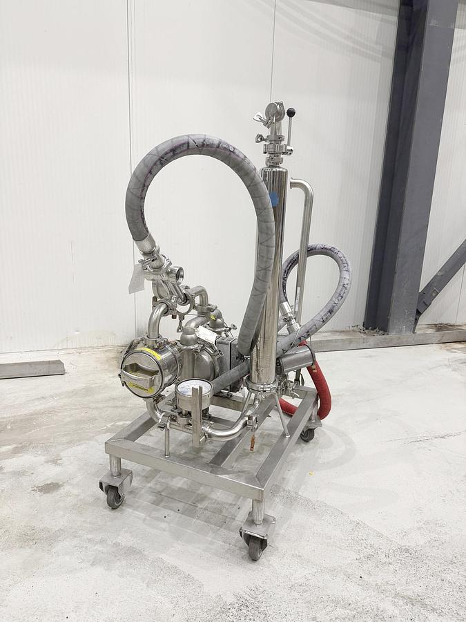 Used Used Wilden Saniflo Diaphragm Pump, 2" X 2'', with Cesco Magnet Trap & Filter