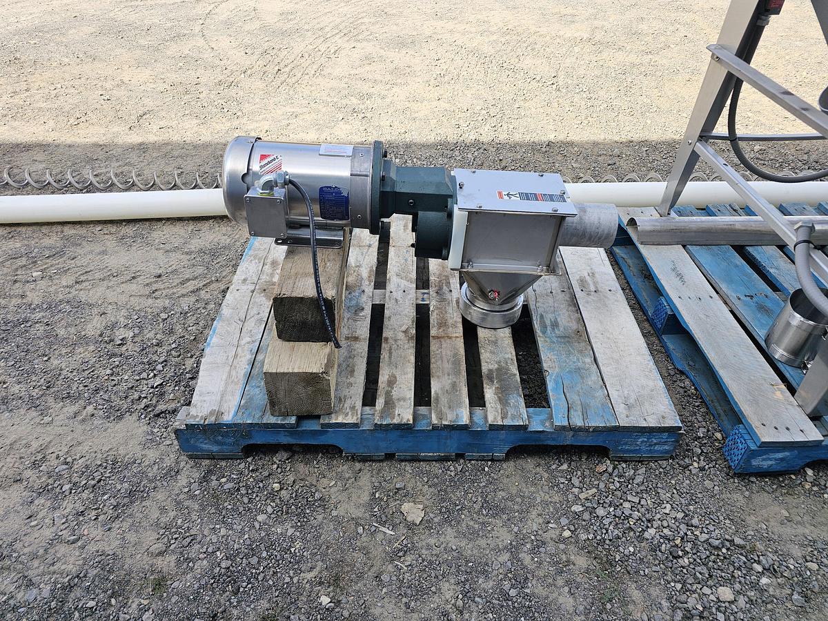 Used Harry Davis NY - Lot 140A - Hopper + Lot 140B - Auger Elevator with Motor (inventoried together)