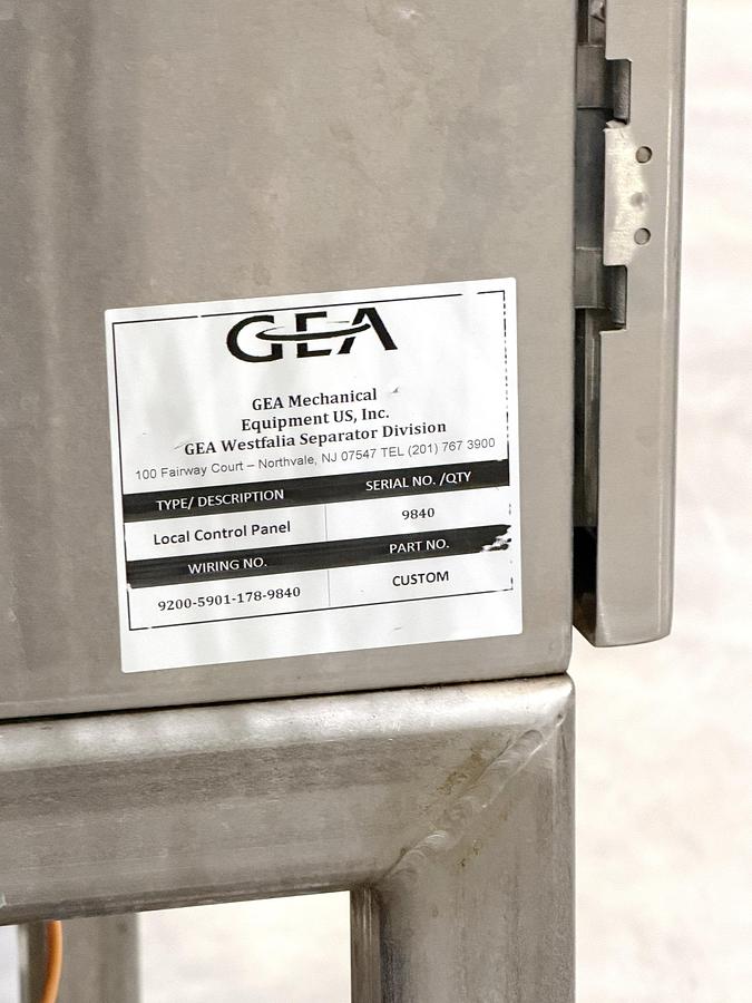Used Used GEA Westfalia Clarifier Skid, Model GSC 18-06-577