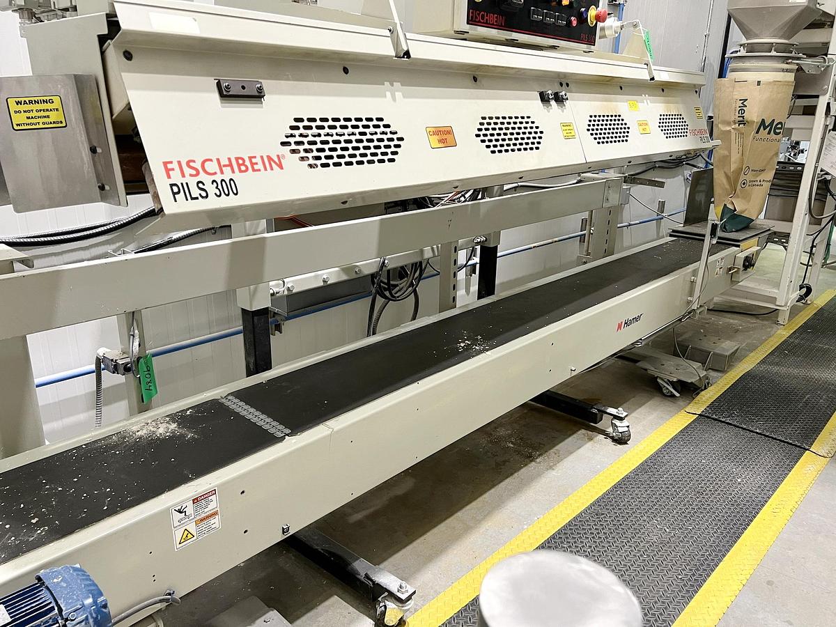 Used Used Fischbein Pinch Inner Liner Sealer, Model PILS 300, with Conveyor
