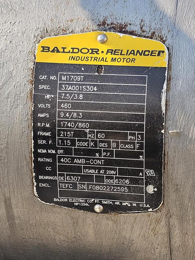 Used Used 1750 Gallon Tank, 304 Stainless Steel, With Sweep Agitation, Electrically Heated