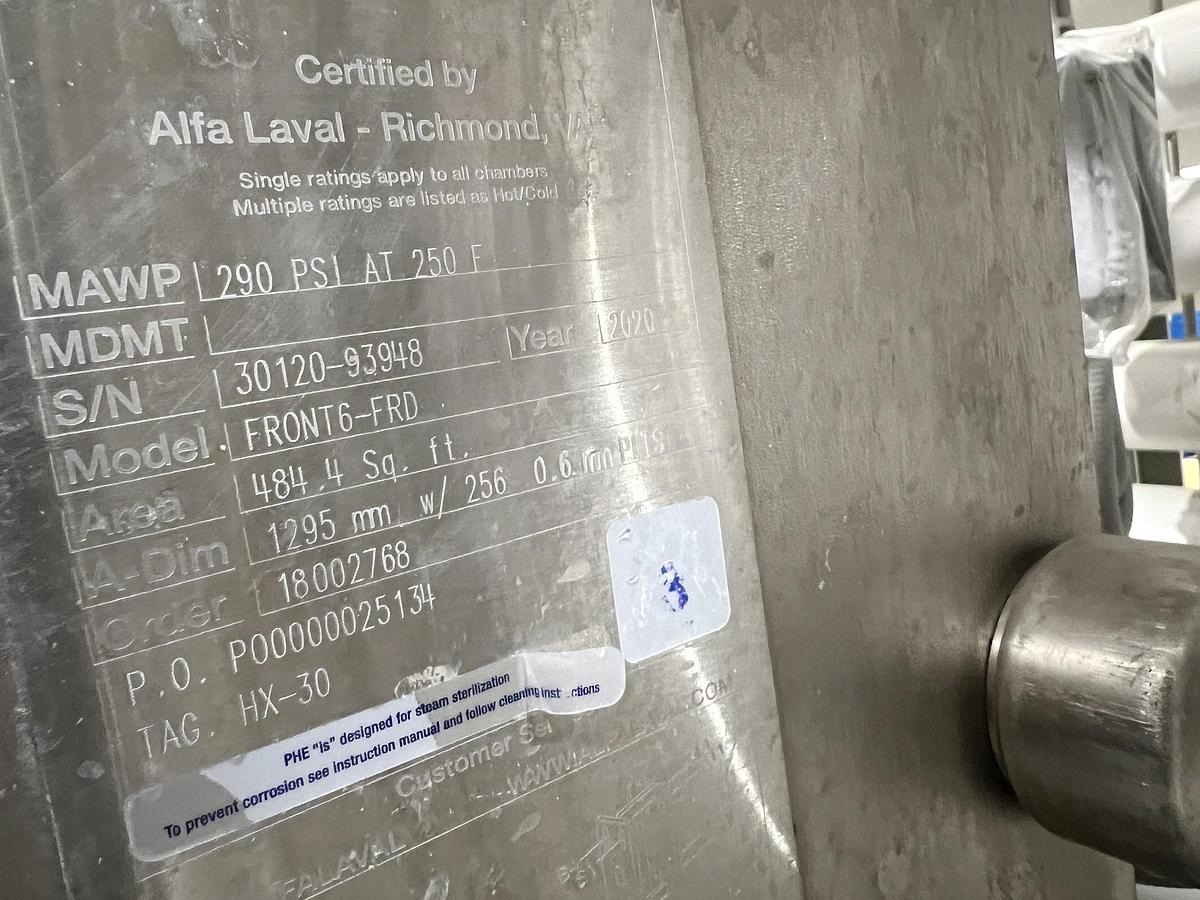 Used Used Alfa Laval Plate Heat Exchanger, Model Front6-FRD, 484.4 Sq.ft