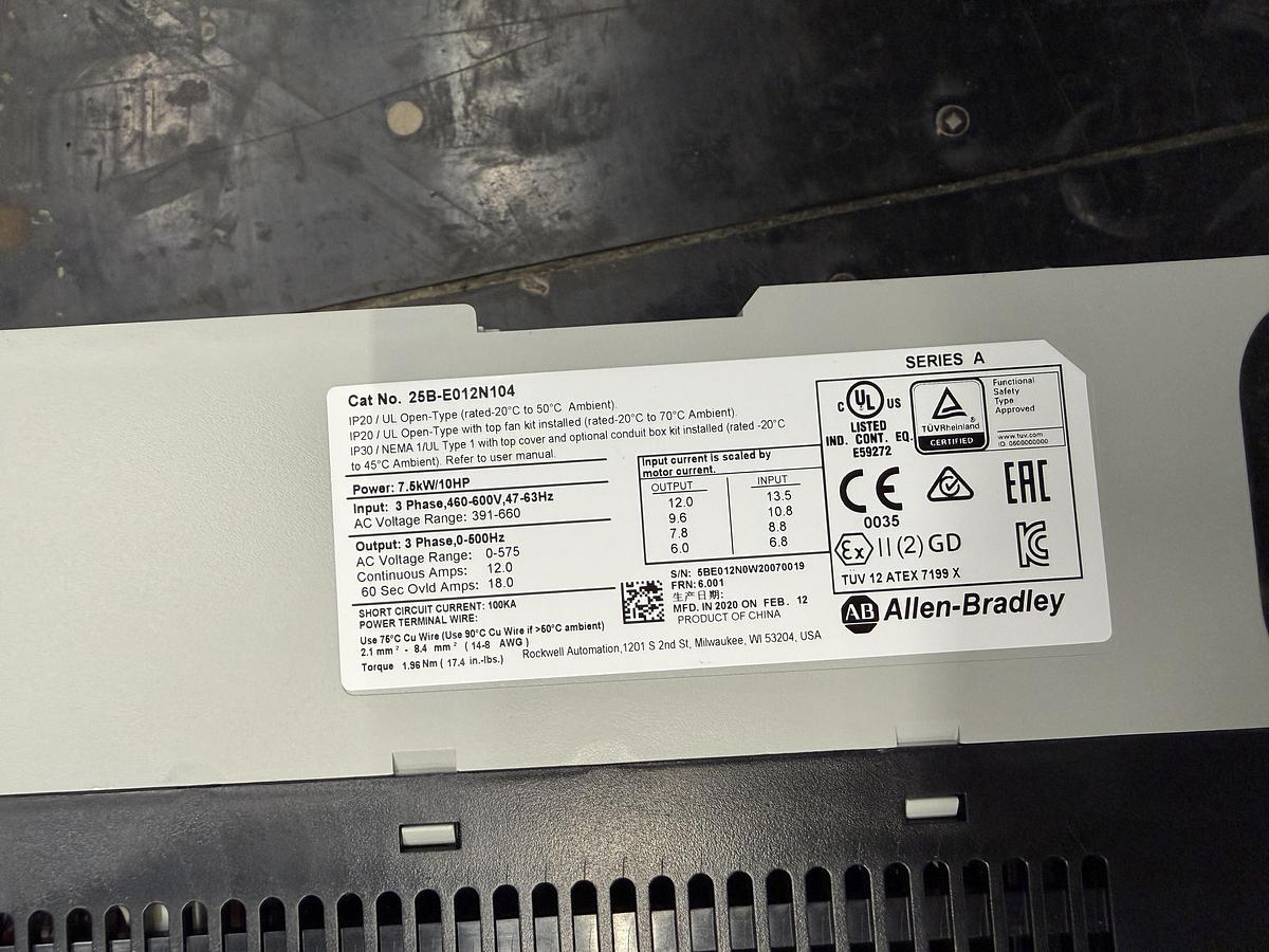 Used Used Allen-Bradley Variable Frequency Drive, 10 HP, 460-600V - Quantity Available : 28