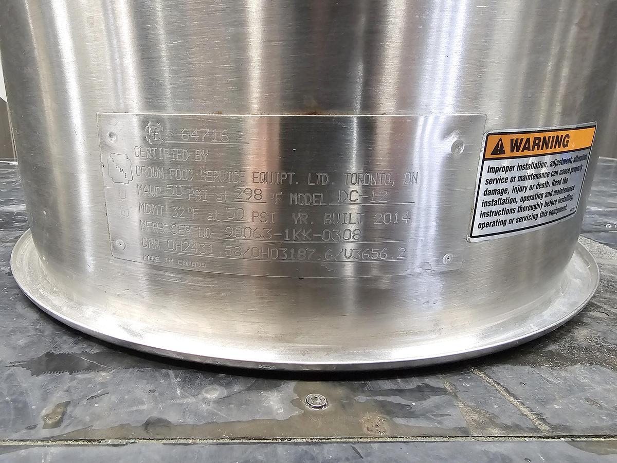 Used Used Crown Food Service Equipt. LTD Kettle, 12 Gallon, Stainless Steel