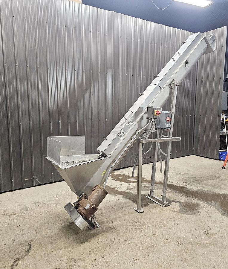 Used Used Rietz Screw Conveyor, 8.5” diameter x 132” long, 304 Stainless Steel