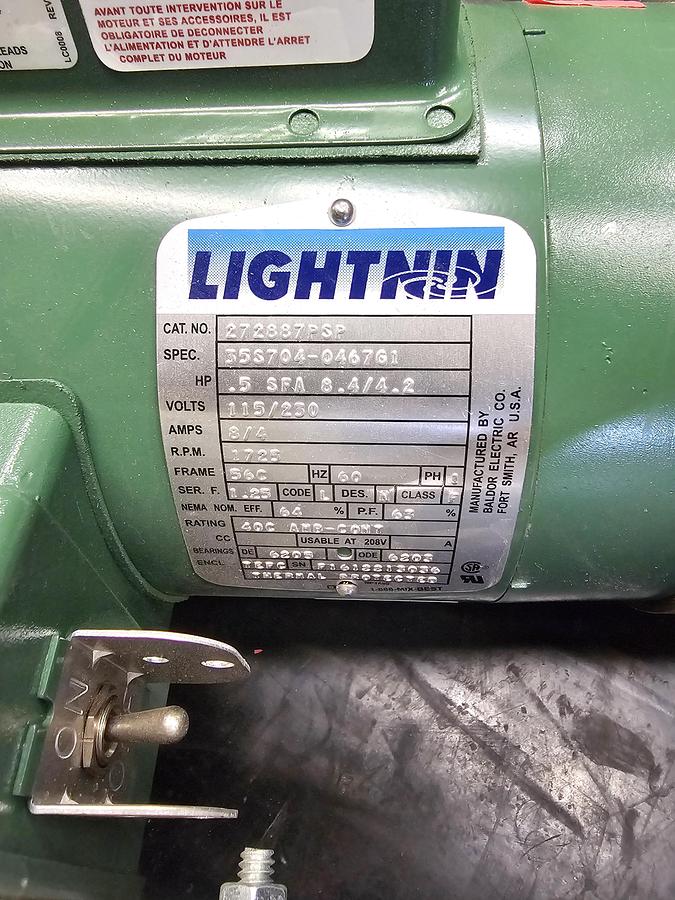 Used Used Lightnin Clamp-on Mixer, 0.5 HP