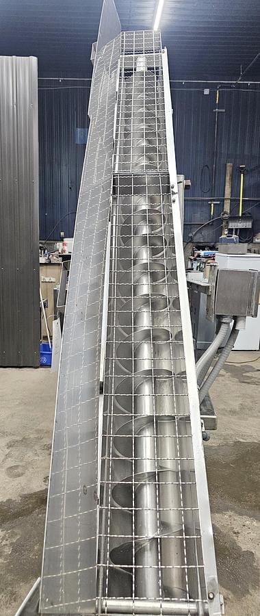 Used Used Rietz Screw Conveyor, 8.5” diameter x 132” long, 304 Stainless Steel