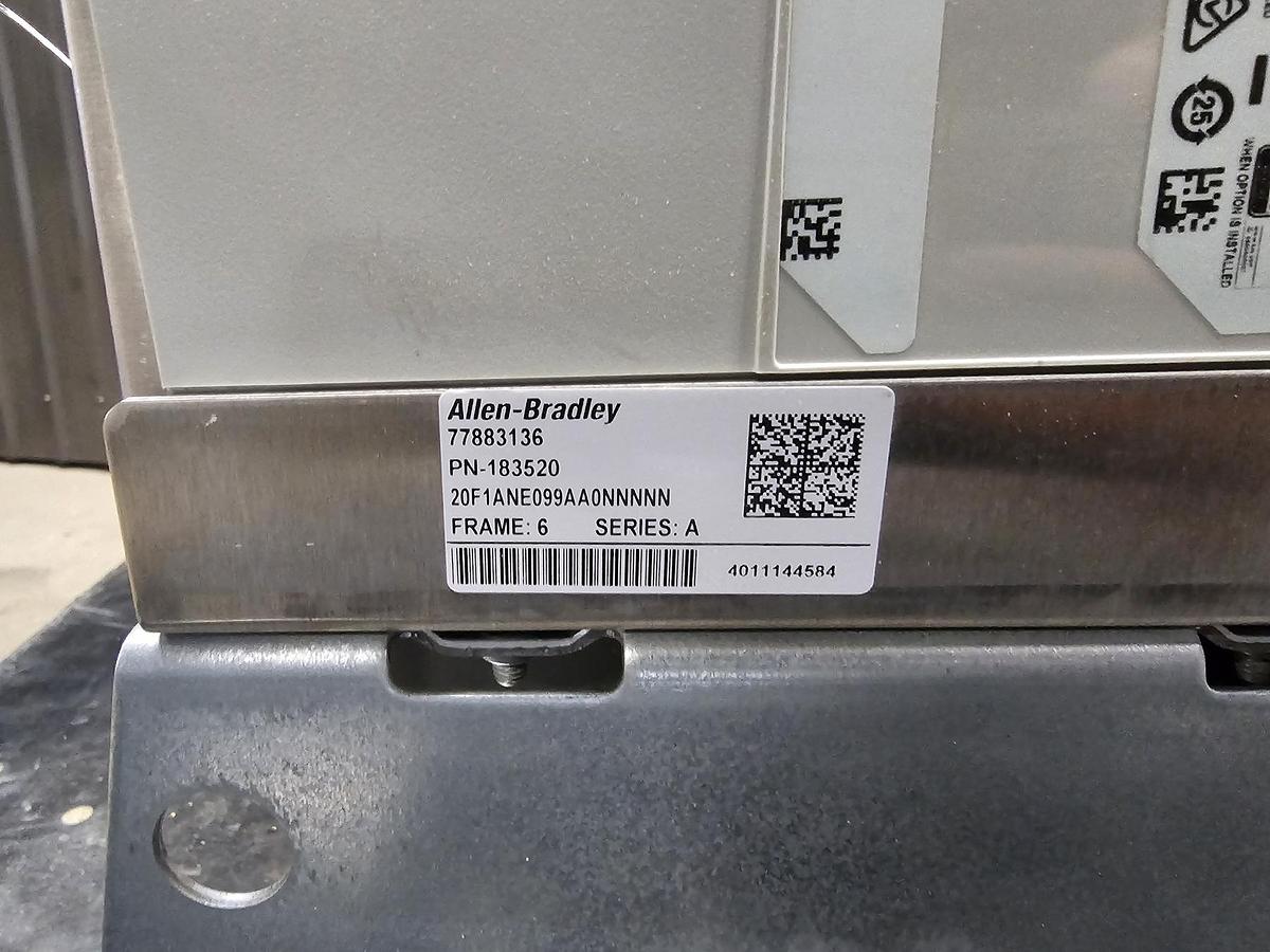 Used Used Allen-Bradley Variable Frequency Drive, Model 20F1ANE099 AA0NNNNN, 100 HP, 600V