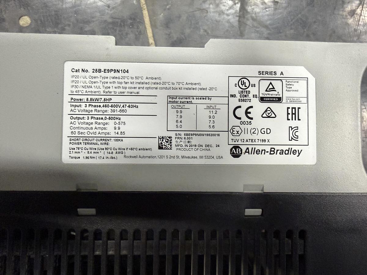 Used Used Allen-Bradley Variable Frequency Drive, 7.5 HP, 460-600V - Quantity Available : 14