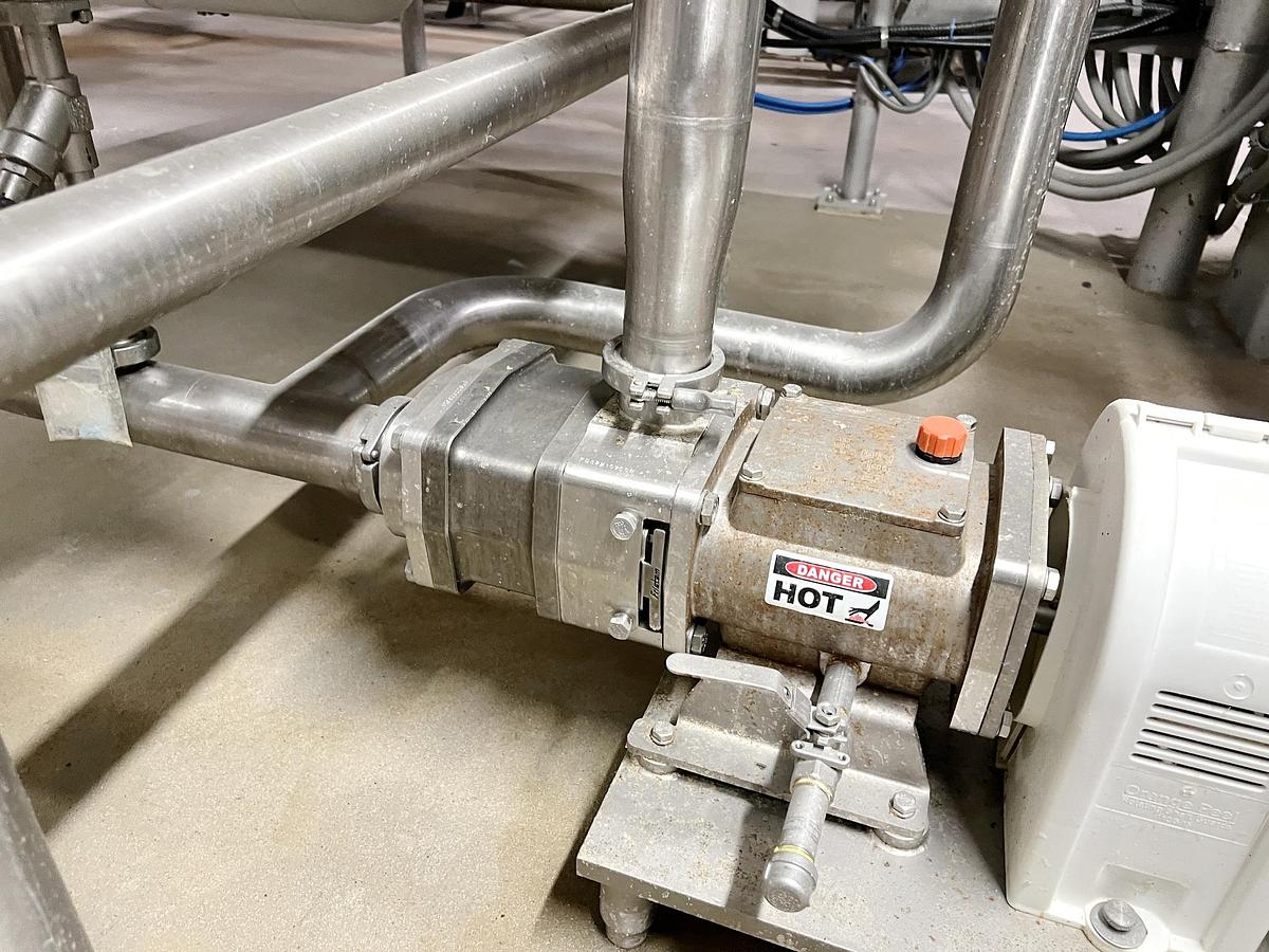 Used Used 1600 Gallon Jacketed Tank, Stainless Steel, With Scrape Agitation & Twin Screw Pump