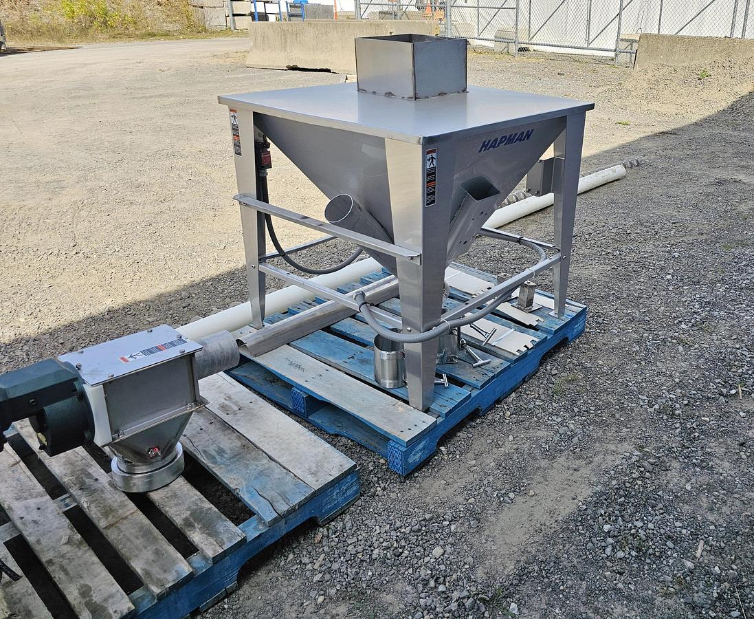 Used Harry Davis NY - Lot 140A - Hopper + Lot 140B - Auger Elevator with Motor (inventoried together)