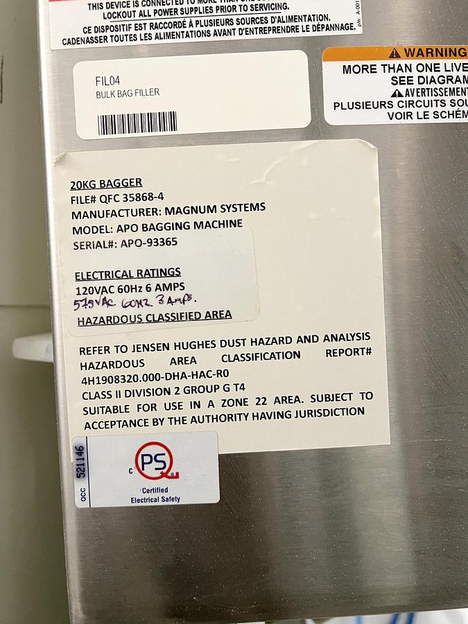 Used Used Magnum Systems APO Open Mouth 20 KG Bagger