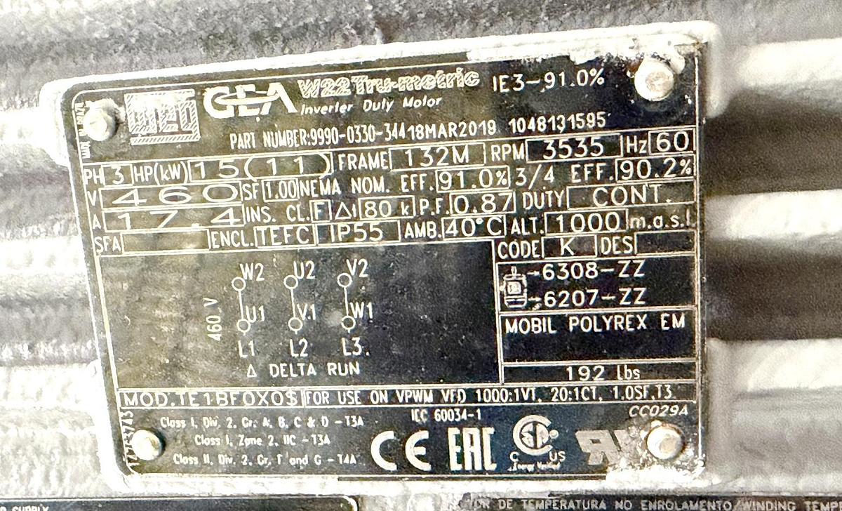 Used Used GEA Westfalia Clarifier Skid, Model GSC 18-06-577