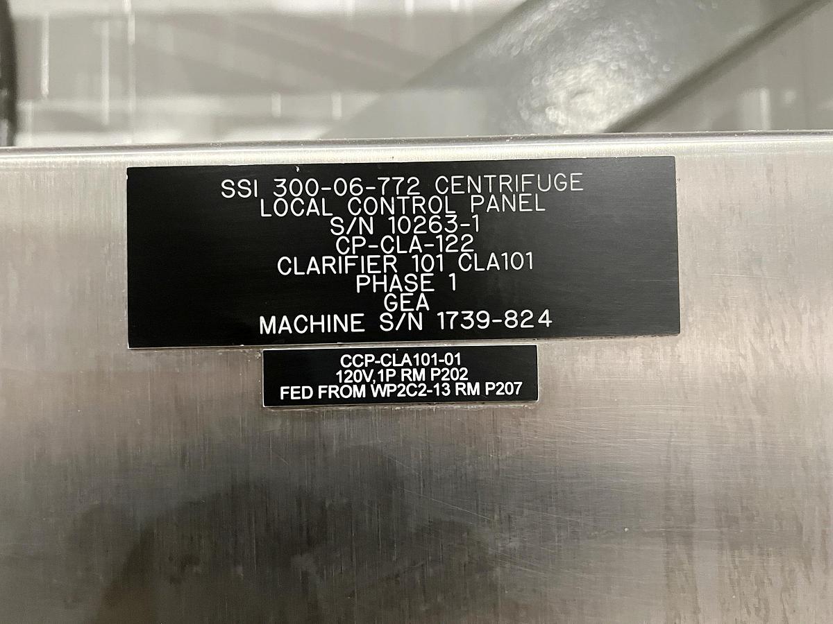 Used Used GEA Westfalia Disc Stack Centrifuge, Model SSI-300-06-772