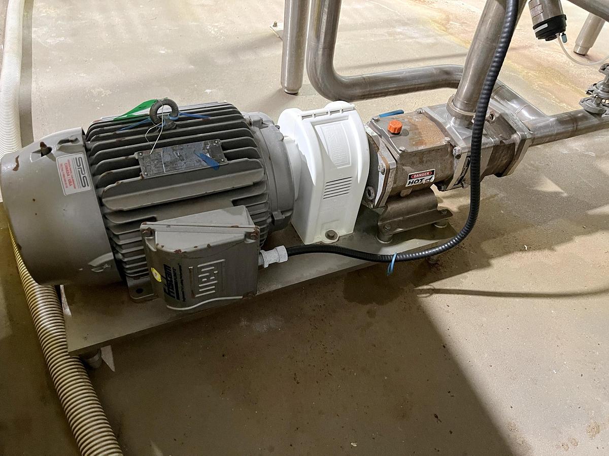 Used Used 2500 Gallon Jacketed Tank, Stainless Steel, With Scrape Agitation & Twin Screw Pump