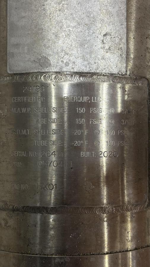 Used Used Enerquip Heat Exchanger, Tube & Shell