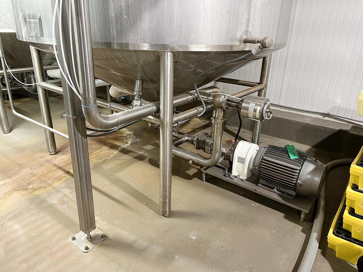 Used Used 2500 Gallon Jacketed Tank, Stainless Steel, With Scrape Agitation & Twin Screw Pump