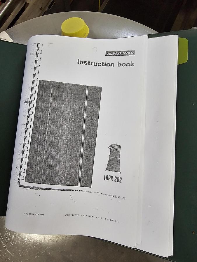 Used Used Alfa Laval Centrifuge, Model LAPX 202 BGT