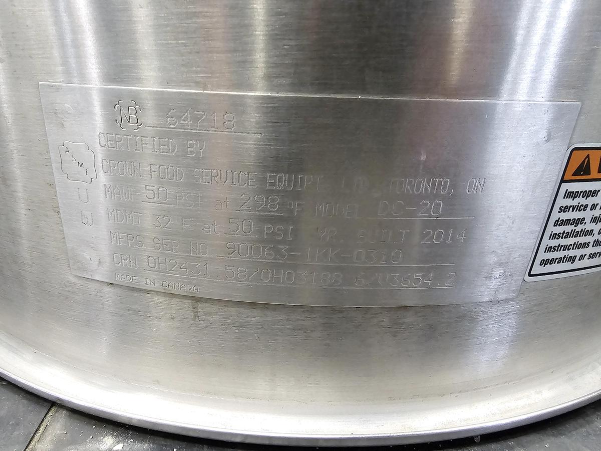 Used Used Crown Food Service Equipt. LTD Kettle, 20 Gallon, Stainless Steel