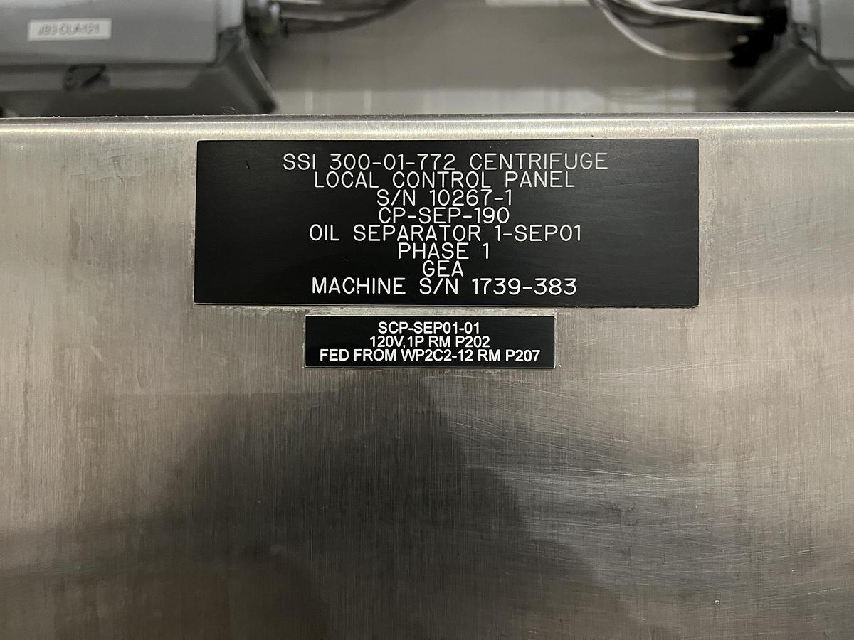 Used Used GEA Westfalia Disc Stack Centrifuge, Model SSI-300-06-772