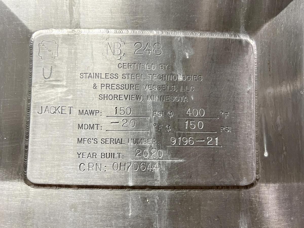 Used Used 2500 Gallon Jacketed Tank, Stainless Steel, With Scrape Agitation & Twin Screw Pump