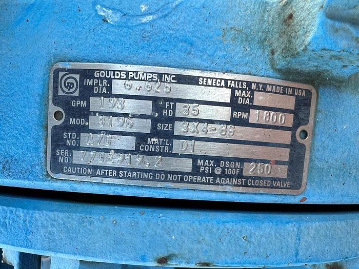Used Pump, Centrif, 5 HP, 4" In / 3" Out, Goufilds, Model 3196 #C744707