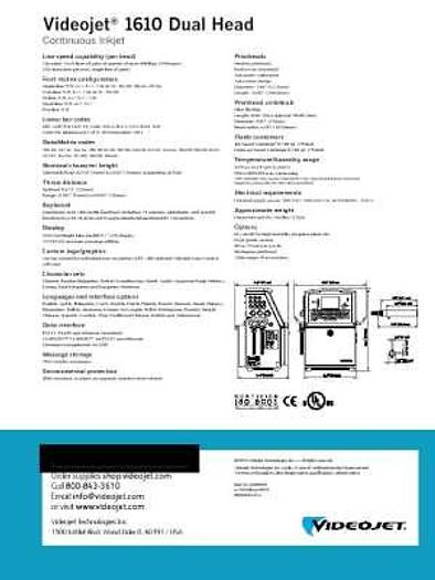 Usado Videojet 1610 DH Duel head Inkjet Coating units