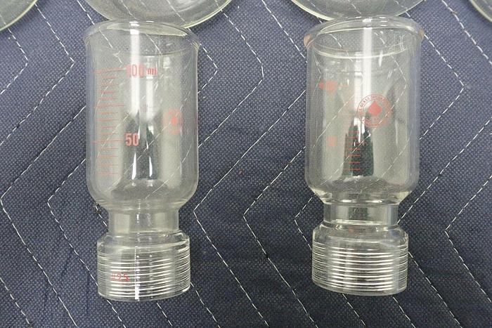 Used Lot of 4 Ace 500mL Flasks w/ #25 Top & Pyrex 5340 Erlenmeyer Filter Flask