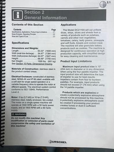 Used URSCHEL DIVERSACUT 2110A