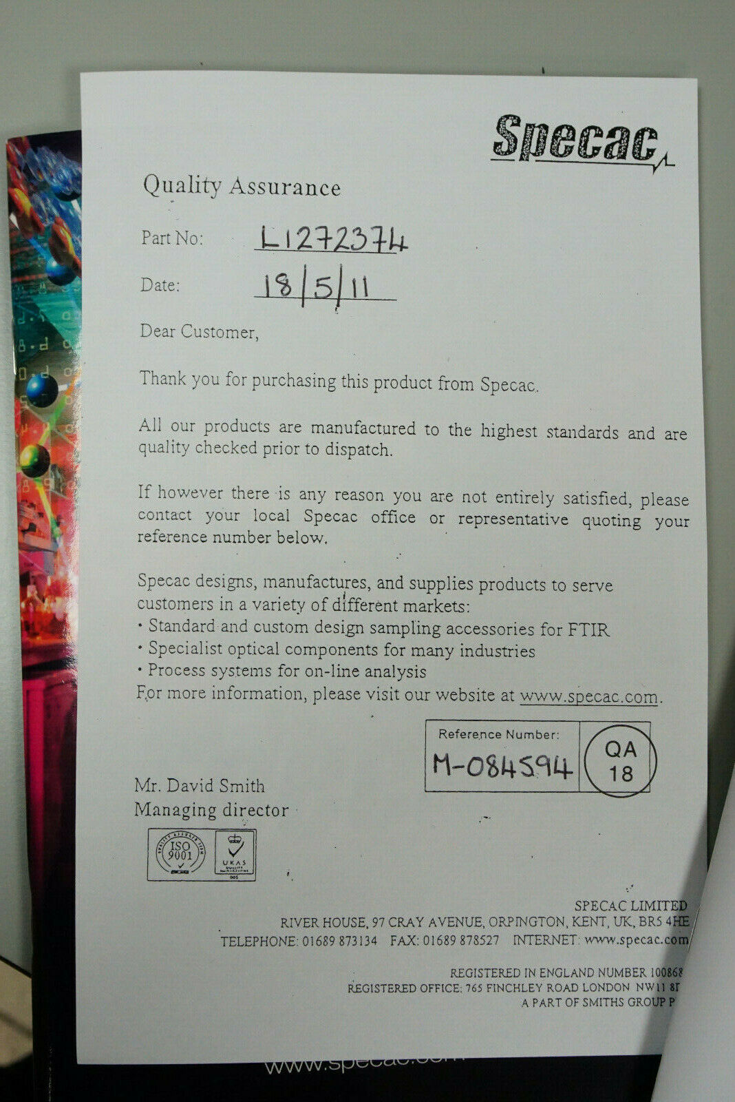 Perkin Elmer L1272374 SPECAC ATR Gateway Heated HATR Top Plate ZnSe 110V 200°C