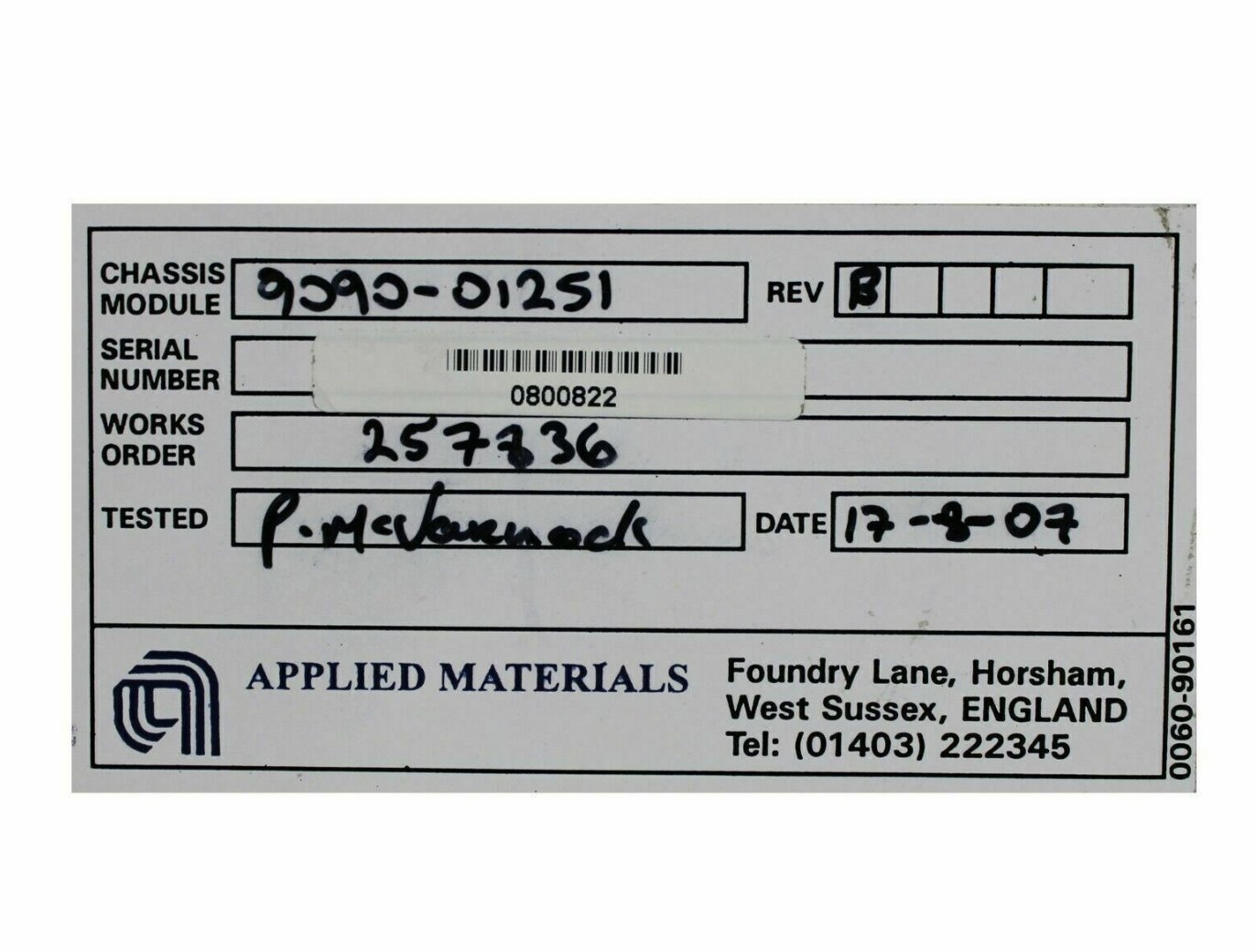 Used AMAT QUANTUM X IMPLANTED ARC CONTROL DSP 9090-01251 REV B