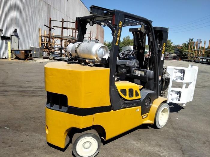 Used 12,000 YALE GLC120VXPRS ROLL CLAMP FORKLIFT W/ 72" CASCADE CLAMP - PENDING
