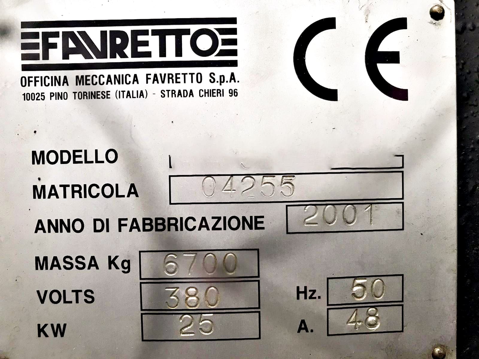 Used  Favretto MB-100 - 2001