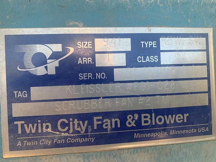 Used Blower, 250 HP, Twin City Fan, Size 941, Type RBW-SW #S744543